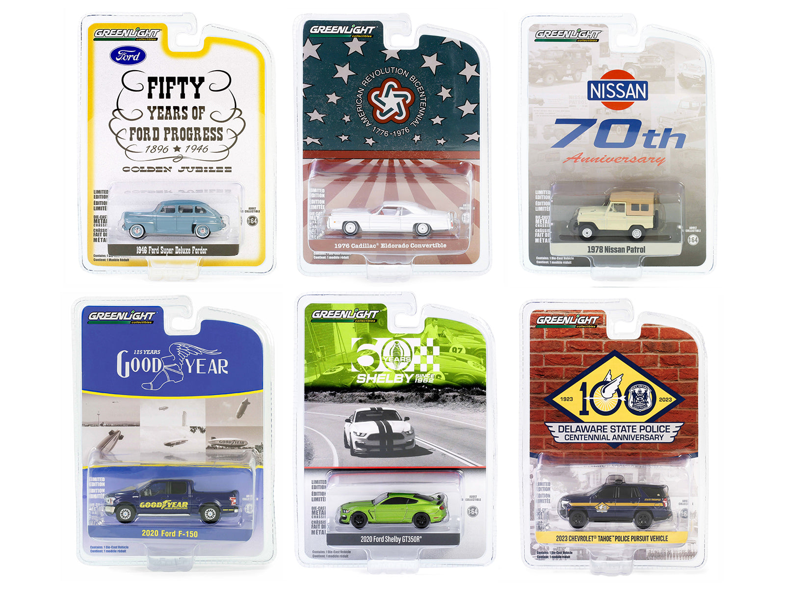 "Anniversary Collection" Set of 6 pieces Series 16 1/64 Diecast Model Cars by Greenlight-DiecastModeler.com