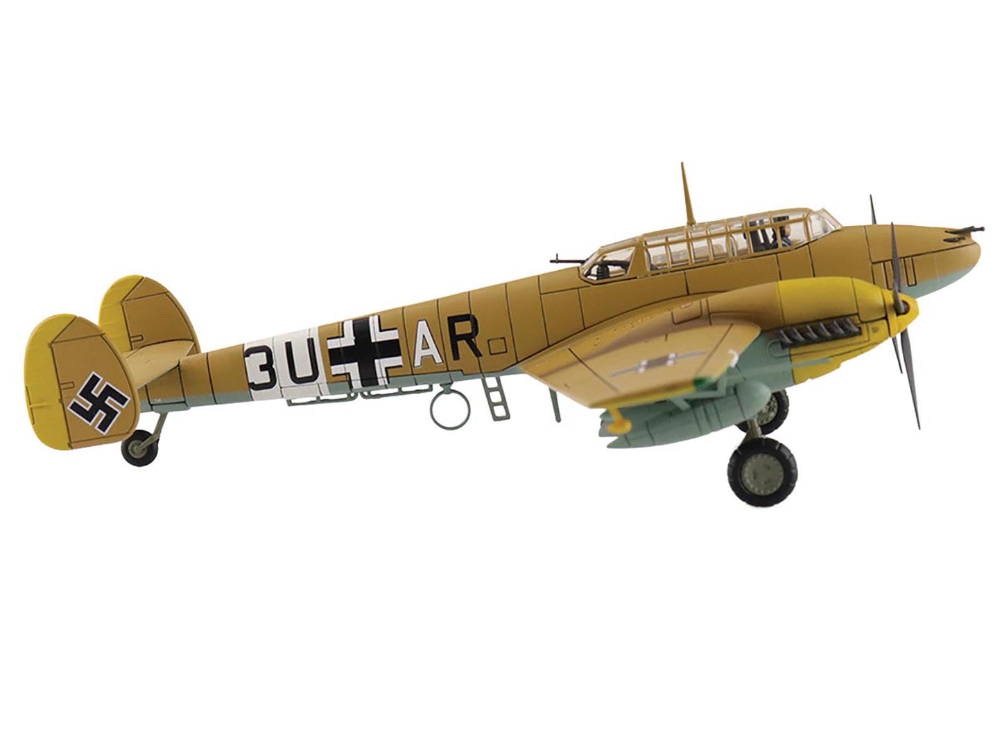 Messerschmitt BF 110E-2 Trop Fighter Aircraft "3U+AR 7./ZG26 Italy" (1941) German Luftwaffe "Air Power Series" 1/72 Diecast Model by Hobby Master