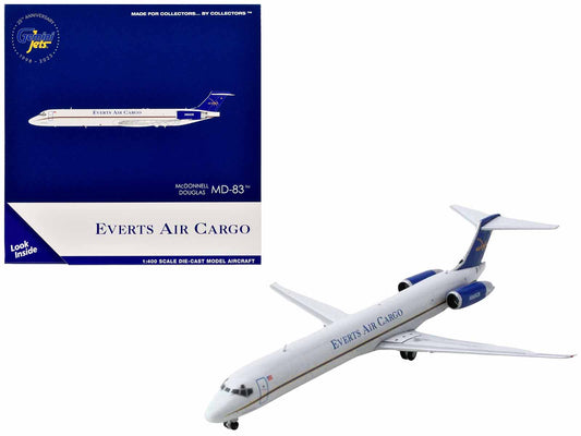 McDonnell Douglas MD-83 Commercial Aircraft "Everts Air Cargo" (N965CE) White with Blue Tail 1/400 Diecast Model Airplane by GeminiJets-DiecastModeler.com
