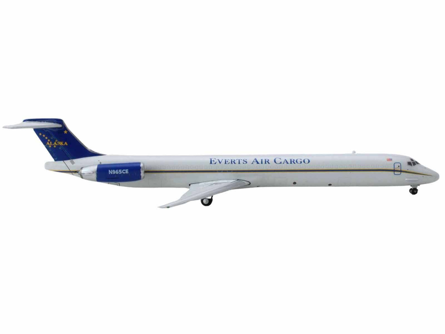 McDonnell Douglas MD-83 Commercial Aircraft "Everts Air Cargo" (N965CE) White with Blue Tail 1/400 Diecast Model Airplane by GeminiJets-DiecastModeler.com