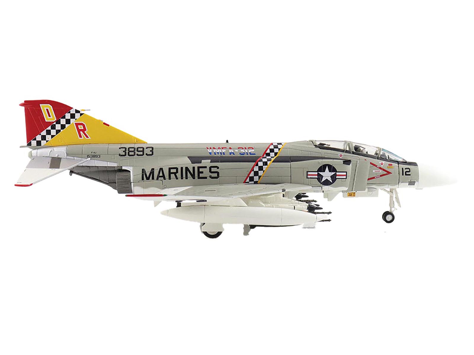 McDonnell Douglas F-4J Phantom II Fighter-Bomber Aircraft "153893 VMFA-312 Checkerboards" (1976) United States Marine Corps "Air Power Series" 1/72 Diecast Model by Hobby Master-DiecastModeler.com