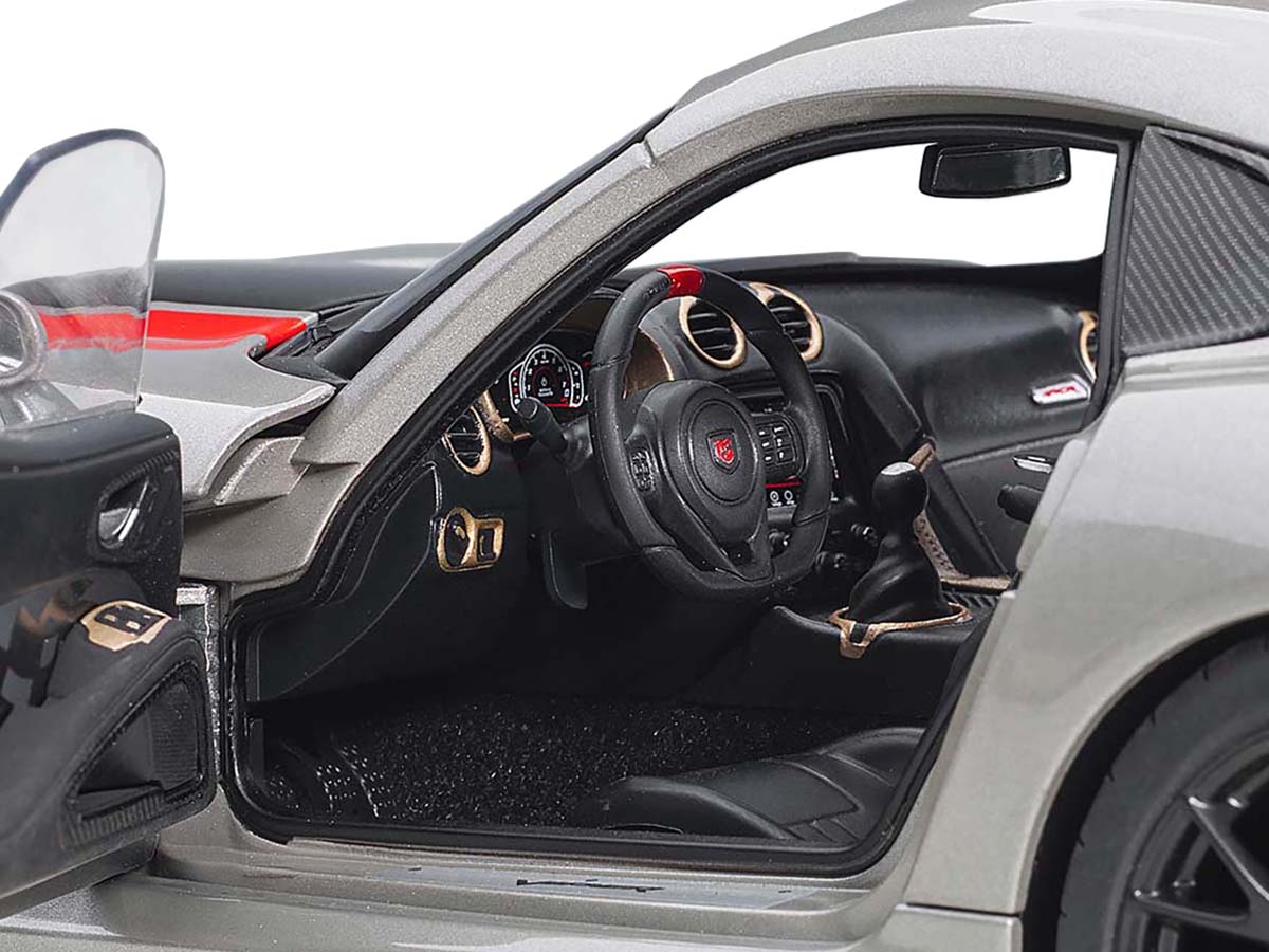 2017 Dodge Viper ACR Billet Silver Metallic with Black and Red Stripes 1/18 Model Car by Autoart-DiecastModeler.com