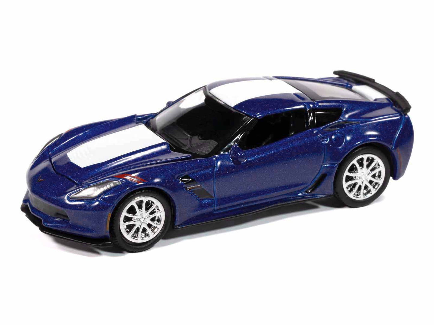 2018 Chevrolet Corvette Grand Sport Admiral Blue with White Stripe "Sports Cars" Series 1/64 Diecast Model Car by Auto World-DiecastModeler.com