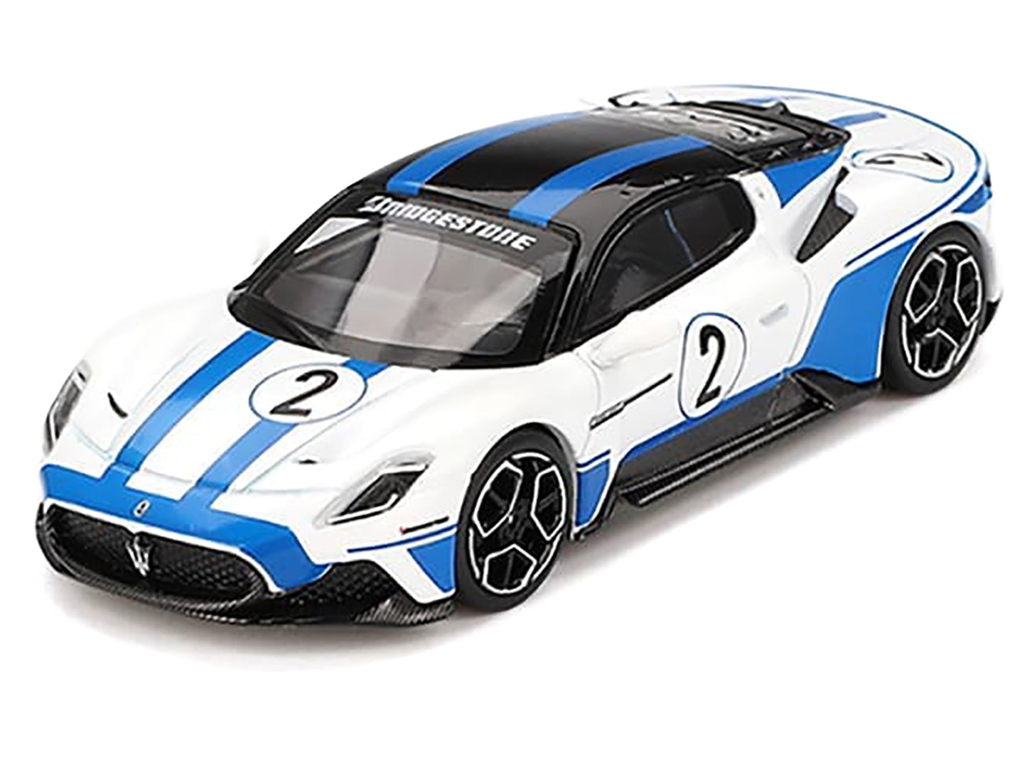 Maserati MC20 #2 White with Blue Stripes and Black Top "Maserati Performance Experience" 1/64 Diecast Model Car by BBR-DiecastModeler.com