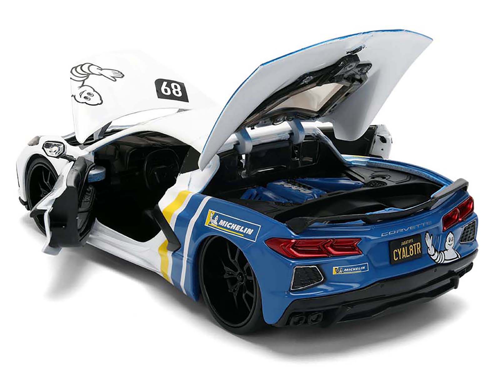 2020 Chevrolet Corvette Stingray C8 #89 "Michelin" White with Yellow and Blue Stripes "Bigtime Muscle" Series 1/24 Diecast Model Car by Jada-DiecastModeler.com