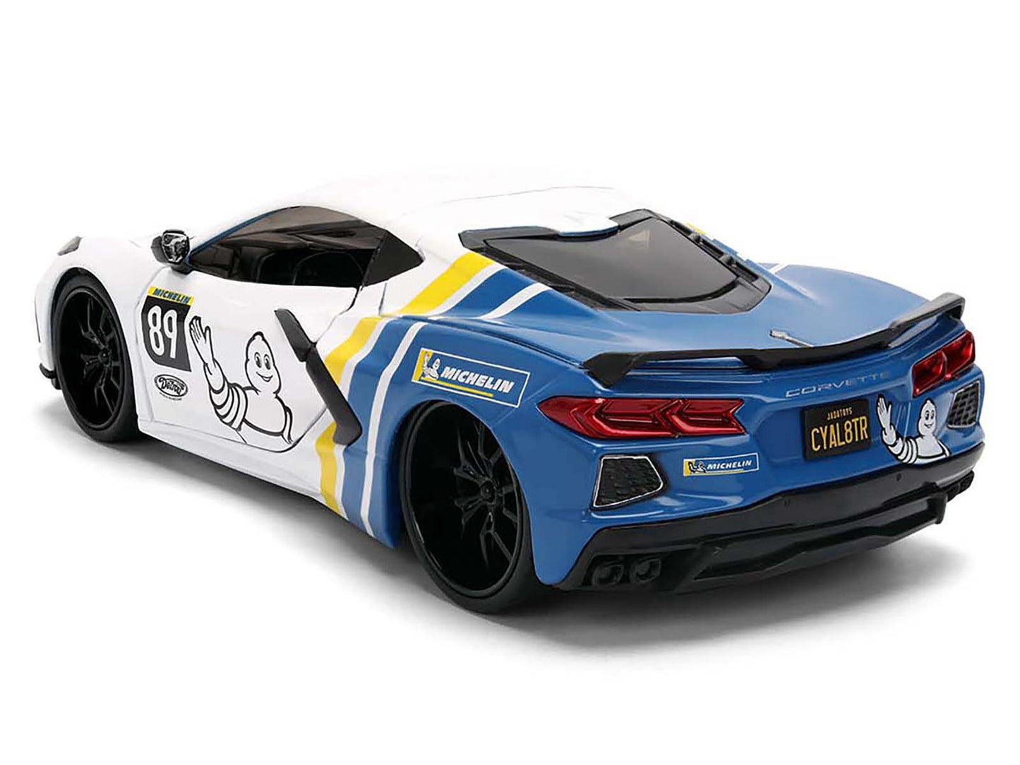 2020 Chevrolet Corvette Stingray C8 #89 "Michelin" White with Yellow and Blue Stripes "Bigtime Muscle" Series 1/24 Diecast Model Car by Jada-DiecastModeler.com