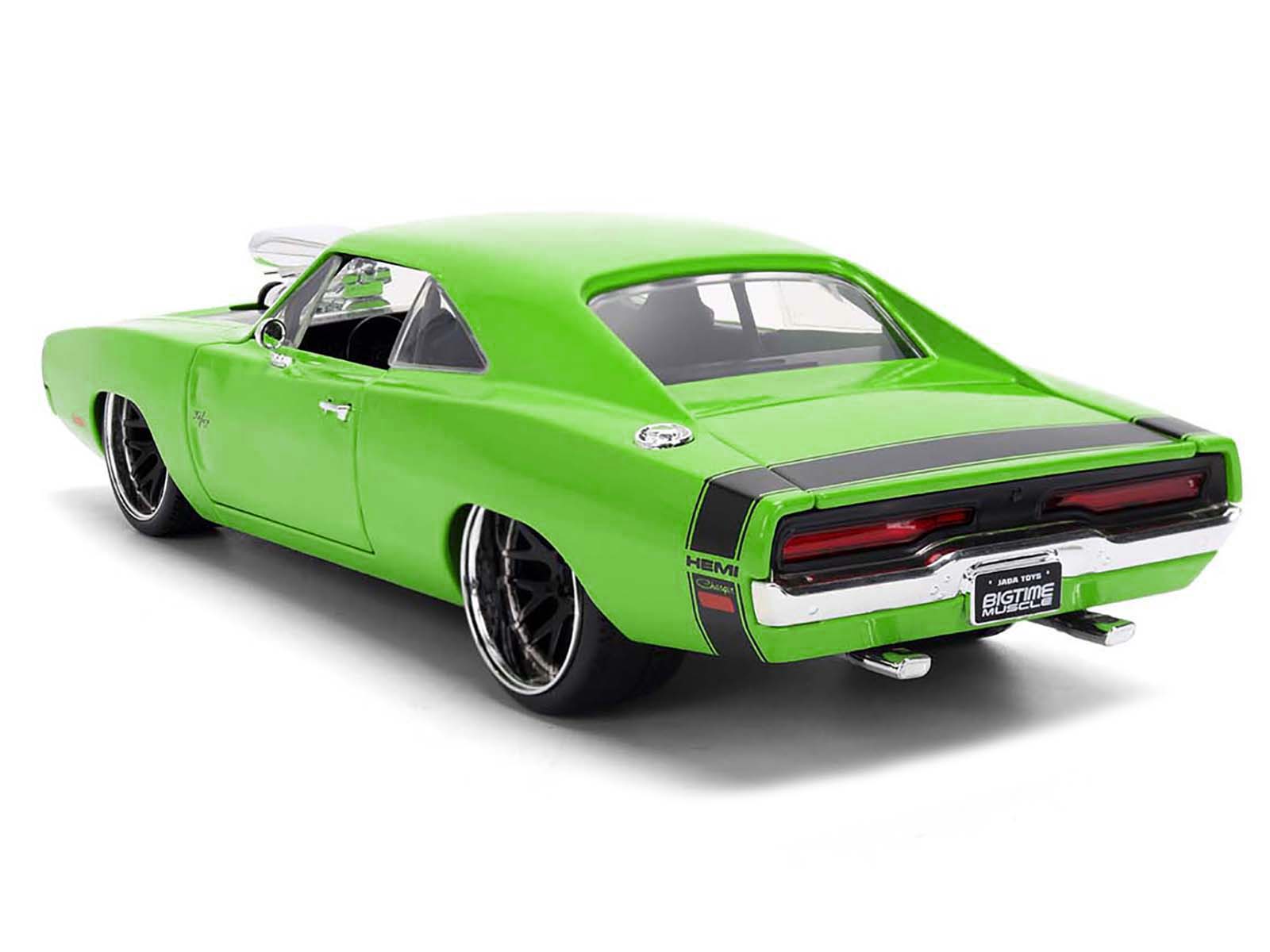 1970 Dodge Charger R/T Bright Green with Black Tail Stripe "Bigtime Muscle" Series 1/24 Diecast Model Car by Jada-DiecastModeler.com
