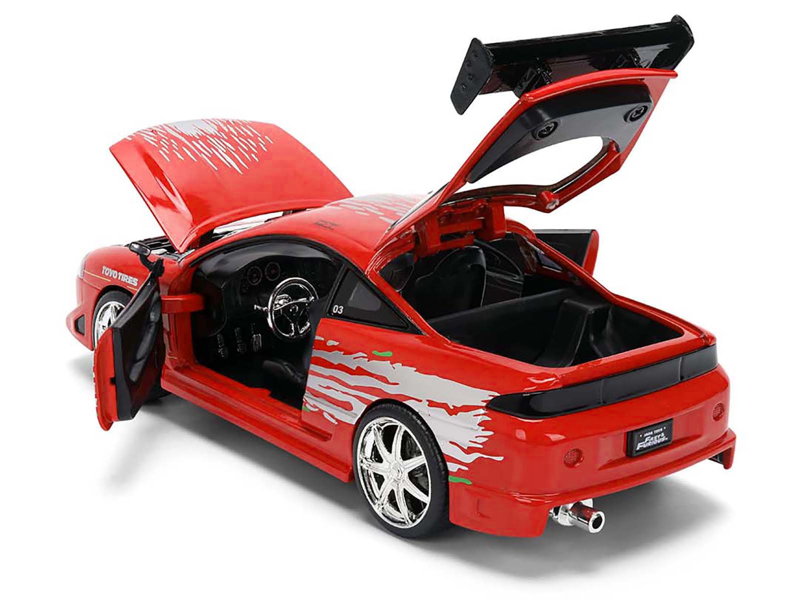 Brian's Mitsubishi Eclipse Red with Graphics Remix "The Fast and The Furious" (2001) Movie "Fast & Furious" Series 1/24 Diecast Model Car by Jada-DiecastModeler.com