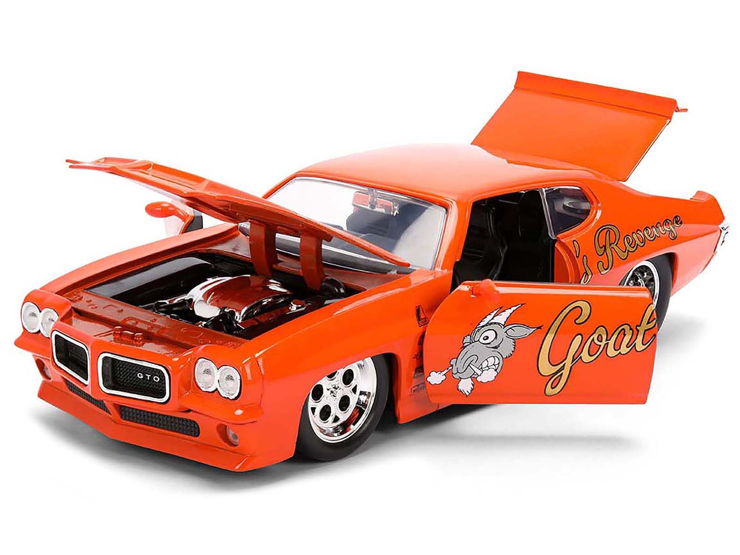 1971 Pontiac GTO "Goat's Revenge" Orange with Graphics "Bigtime Muscle" Series 1/24 Diecast Model Car by Jada-DiecastModeler.com