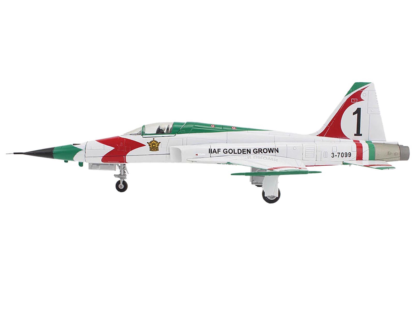Northrop F-5E Tiger II Aircraft "#1 3-7099 IIAF Golden Crown" Imperial Iranian Air Force "Air Power Series" 1/72 Diecast Model by Hobby Master-DiecastModeler.com