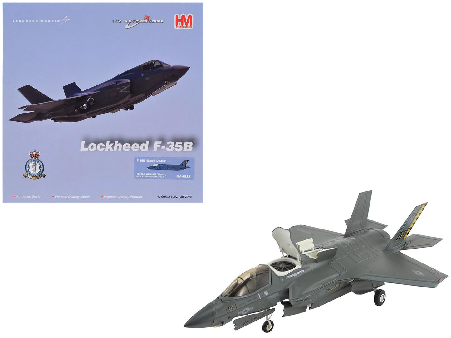 Lockheed Martin F-35B Lightning II Aircraft "Black Death VMFA-542 MCAS Cherry Point" (2023) United States Marine Corps "Air Power Series" 1/72 Diecast Model by Hobby Master-DiecastModeler.com