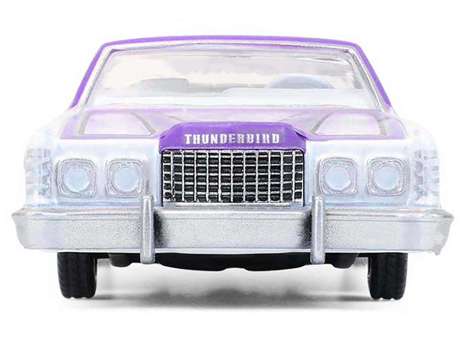 1973 Ford Thunderbird Lowrider "Michael Heralda Special Edition" Purple Metallic with Graphics and White Interior "Hobby Exclusive" Series 1/64 Diecast Model Car by Greenlight-DiecastModeler.com