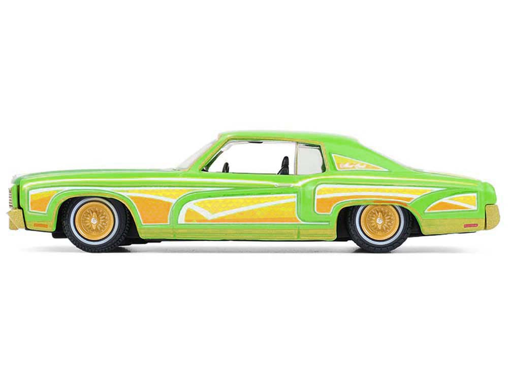1970 Chevrolet Monte Carlo Lowrider "Michael Heralda Special Edition" Lime Green with Graphics "Hobby Exclusive" Series 1/64 Diecast Model Car by Greenlight-DiecastModeler.com
