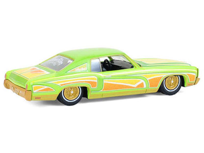 1970 Chevrolet Monte Carlo Lowrider "Michael Heralda Special Edition" Lime Green with Graphics "Hobby Exclusive" Series 1/64 Diecast Model Car by Greenlight-DiecastModeler.com