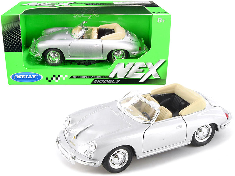 Porsche 356B Roadster Silver "NEX Models" 1/24 Diecast Model Car by Welly-DiecastModeler.com