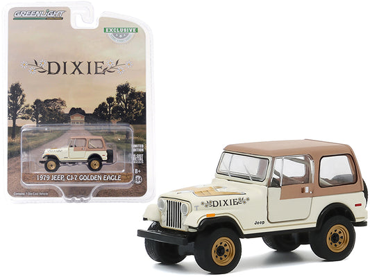 1979 Jeep CJ-7 Golden Eagle "Dixie" Cream with Brown Top "Hobby Exclusive" 1/64 Diecast Model Car by Greenlight