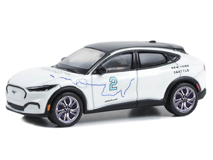 2021 Ford Mustang Mach-E #2 "New York to Seattle Transcontinental Tour" White with Black Top "Hobby Exclusive" Series 1/64 Diecast Model Car by Greenlight
