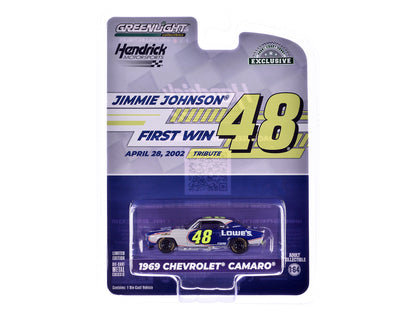 1969 Chevrolet Camaro #48 "Jimmie Johnson - Hendrick Motorsports First Win Tribute" Dark Blue and White with Graphics "Hobby Exclusive" Series 1/64 Diecast Model Car by Greenlight