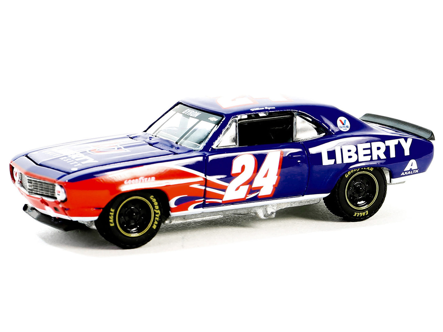 1969 Chevrolet Camaro #24 "William Byron - Hendrick Motorsports First Win Tribute" Blue with Flame Graphics "Hobby Exclusive" Series 1/64 Diecast Model Car by Greenlight-DiecastModeler.com