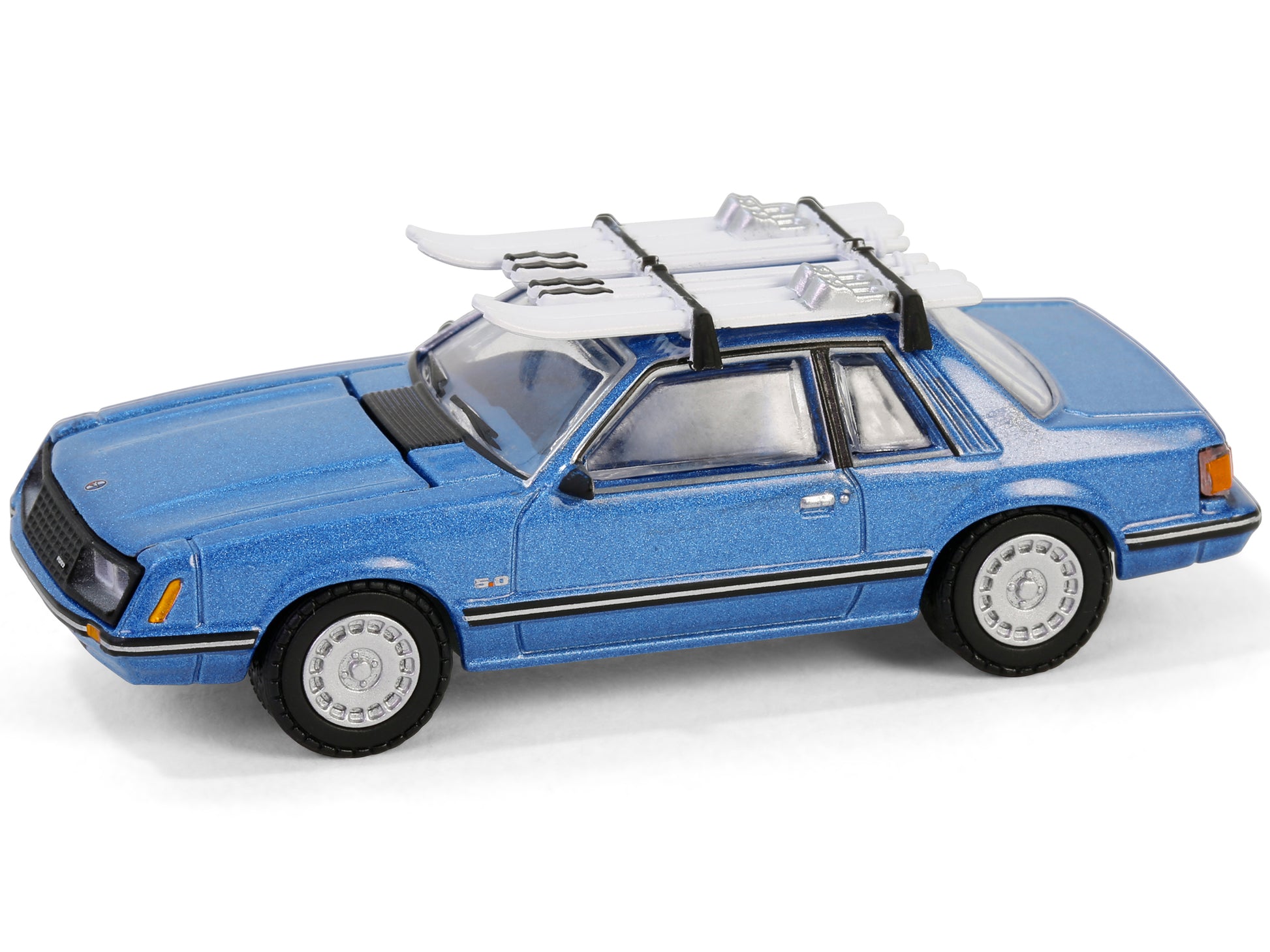 1981 Ford Mustang Ghia Coupe Blue Glow Metallic with Ski Roof Rack "Hobby Exclusive" Series 1/64 Diecast Model Car by Greenlight-DiecastModeler.com