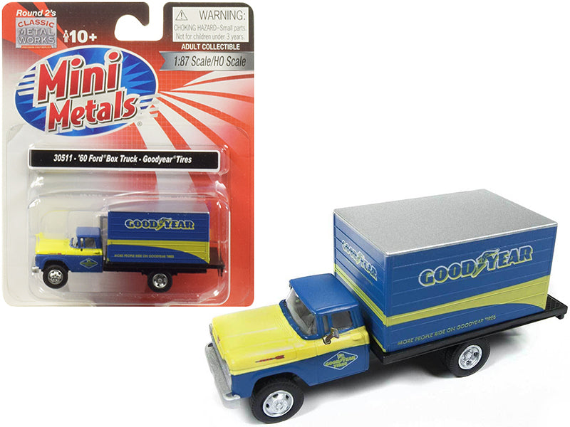 1960 Ford Box Truck "Goodyear" Blue 1/87 (HO) Scale Model by Classic Metal Works-DiecastModeler.com