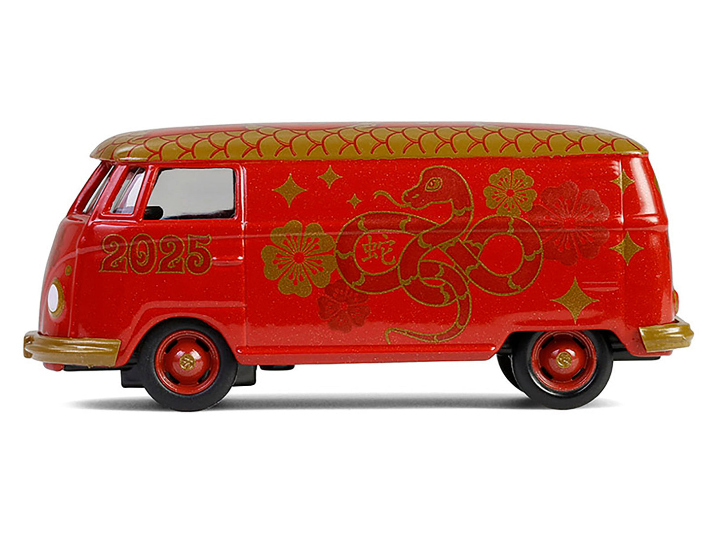 Volkswagen Type 2 Panel Van "Chinese Zodiac 2025 Year of the Snake" Red with Graphics "Hobby Exclusive" Series 1/64 Diecast Model Car by Greenlight