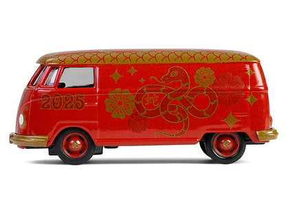 Volkswagen Type 2 Panel Van "Chinese Zodiac 2025 Year of the Snake" Red with Graphics "Hobby Exclusive" Series 1/64 Diecast Model Car by Greenlight
