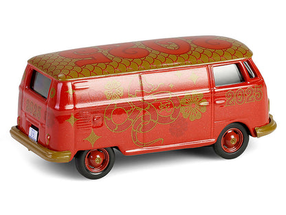 Volkswagen Type 2 Panel Van "Chinese Zodiac 2025 Year of the Snake" Red with Graphics "Hobby Exclusive" Series 1/64 Diecast Model Car by Greenlight