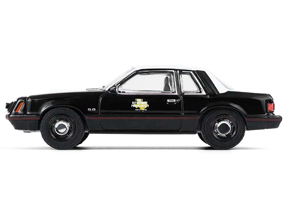 1982 Ford Mustang SSP "Texas Department of Public Safety Highway Patrol" Black with White Hood and Top "Hobby Exclusive" Series 1/64 Diecast Model Car by Greenlight