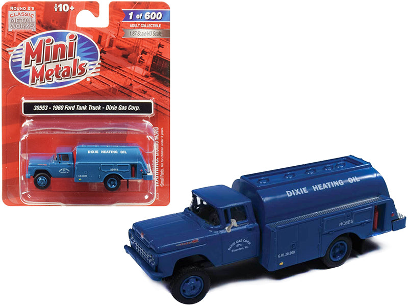 1960 Ford Tank Truck "Dixie Gas Corp." Blue 1/87 (HO) Scale Model by Classic Metal Works-DiecastModeler.com