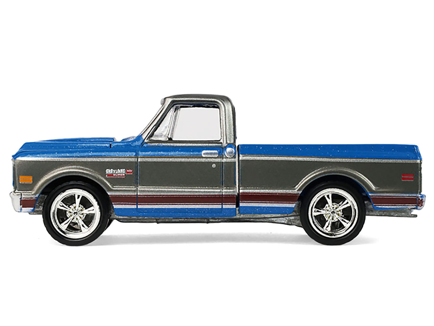 1972 Chevrolet Cheyenne C10 Short Bed Pickup Truck Electric Blue and Gunmetal Gray Metallic "Hobby Exclusive" Series 1/64 Diecast Model Car by Greenlight