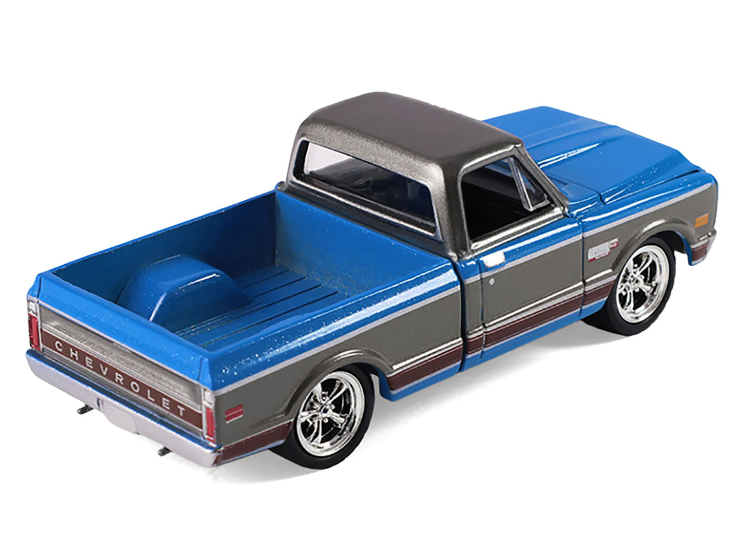 1972 Chevrolet Cheyenne C10 Short Bed Pickup Truck Electric Blue and Gunmetal Gray Metallic "Hobby Exclusive" Series 1/64 Diecast Model Car by Greenlight
