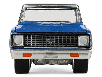 1972 Chevrolet Cheyenne C10 Short Bed Pickup Truck Electric Blue and Gunmetal Gray Metallic "Hobby Exclusive" Series 1/64 Diecast Model Car by Greenlight