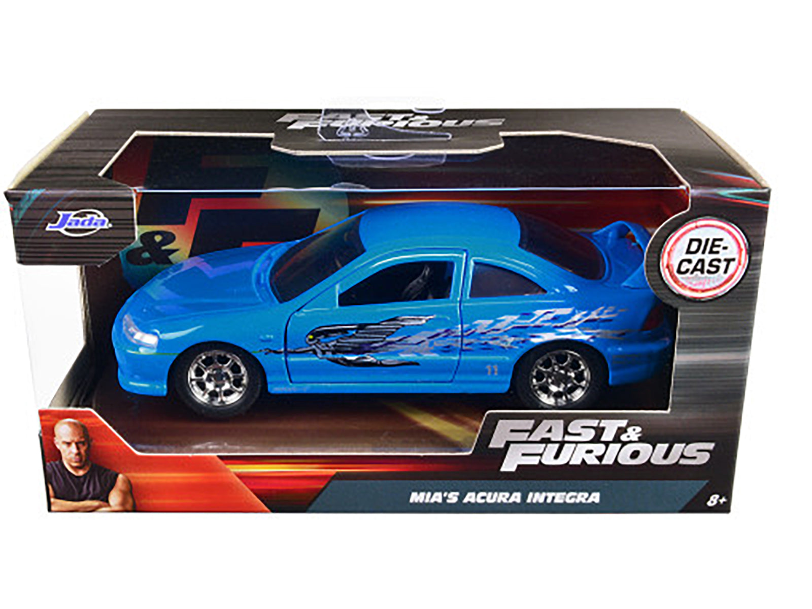 Mia's Acura Integra Light Blue with Graphics "Fast & Furious" Movie 1/32 Diecast Model Car by Jada-DiecastModeler.com