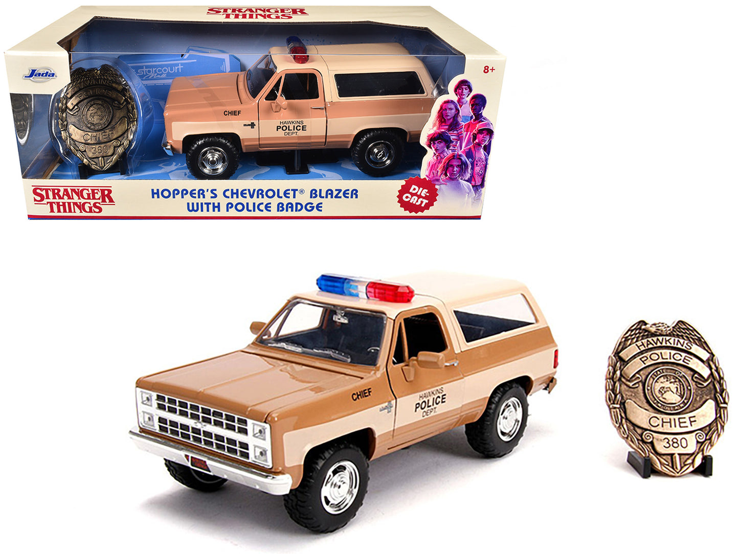 Hopper's Chevrolet Blazer with Police Badge "Hawkins Police Dept." "Stranger Things" (2016) TV Series 1/24 Diecast Model Car by Jada