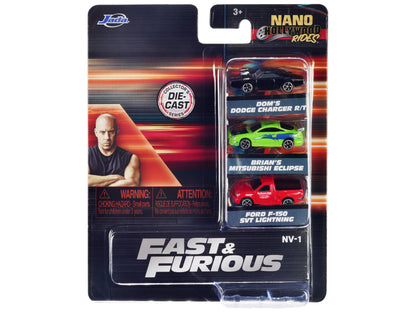 "Fast & Furious" 3 piece Set "Nano Hollywood Rides" Diecast Model Cars by Jada