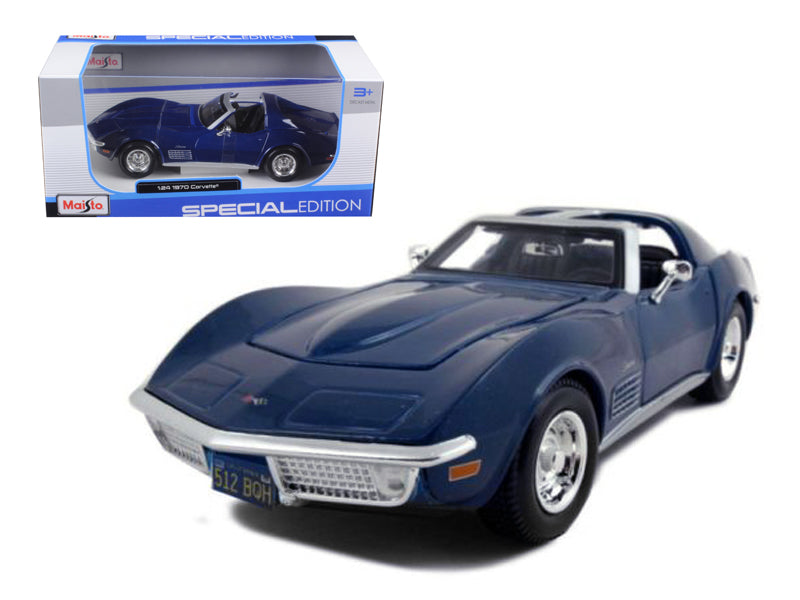 1970 Chevrolet Corvette Blue 1/24 Diecast Model Car by Maisto-DiecastModeler.com