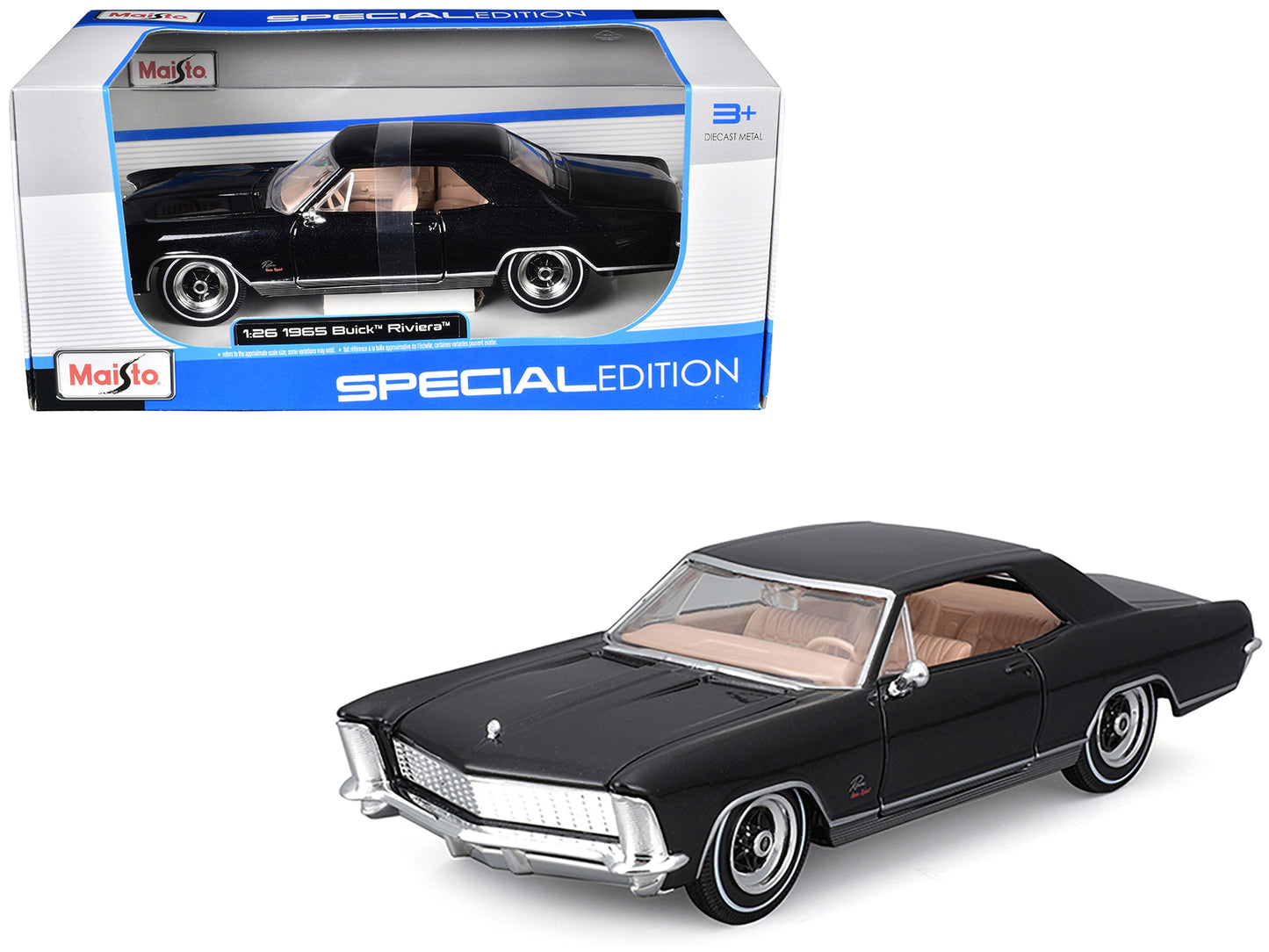 1965 Buick Riviera Gran Sport Black Metallic "Special Edition" Series 1/26 Diecast Model Car by Maisto-DiecastModeler.com