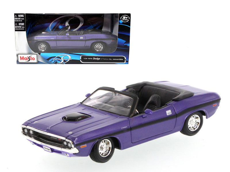 1970 Dodge Challenger R/T Convertible Purple 1/24 Diecast Model Car by Maisto-DiecastModeler.com