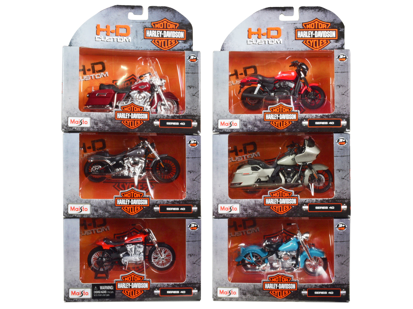 Harley-Davidson Motorcycles 6 piece Set Series 40 1/18 Diecast Models by Maisto-DiecastModeler.com