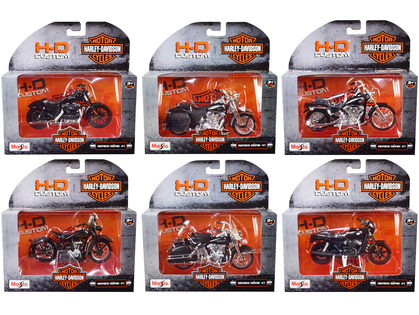 Harley-Davidson Motorcycles 6 piece Set Series 41 1/18 Diecast Models by Maisto-DiecastModeler.com