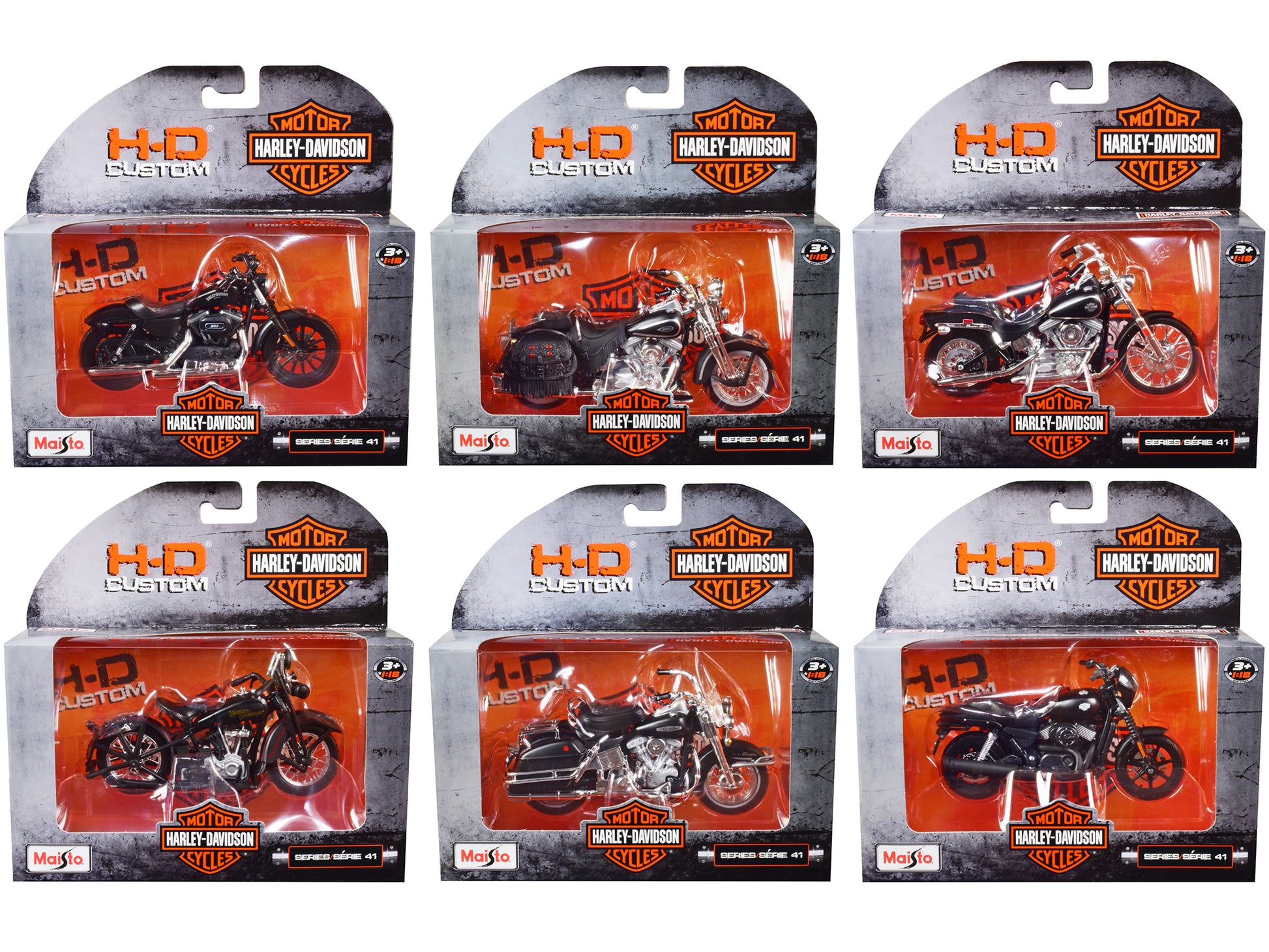 Harley-Davidson Motorcycles 6 piece Set Series 41 1/18 Diecast Models by Maisto-DiecastModeler.com