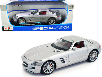Mercedes Benz SLS AMG Gullwing Silver 1/18 Diecast Model Car by Maisto