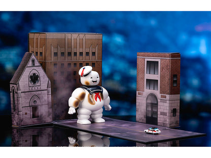 "Ghostbusters" 6" Stay Puft Marshmallow Man Figure with Nano Ecto-1 Car Diorama Set "Ghostbusters" (1984) Movie "Next Level" Series Model by Jada-DiecastModeler.com