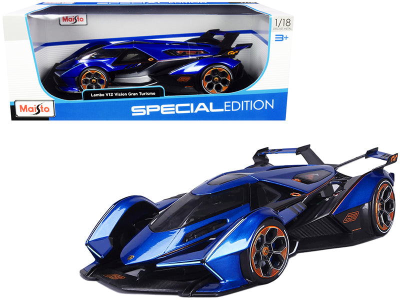 Lamborghini V12 Vision Gran Turismo Blue Metallic 1/18 Diecast Model Car by Maisto-DiecastModeler.com