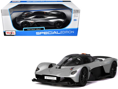 Aston Martin Valkyrie Silver Metallic with Matt Black Top "Special Edition" Series 1/18 Diecast Model Car by Maisto-DiecastModeler.com