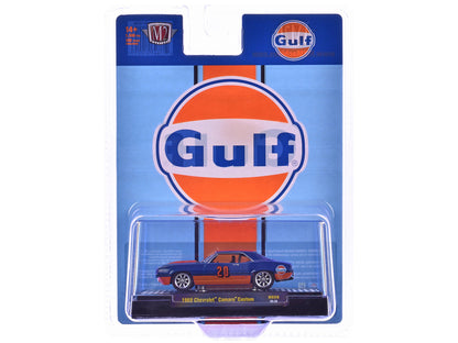 1969 Chevrolet Camaro Custom #20 "Gulf Oil" Dark Blue and Orange Limited Edition to 5500 pieces Worldwide 1/64 Diecast Model Car by M2 Machines-DiecastModeler.com