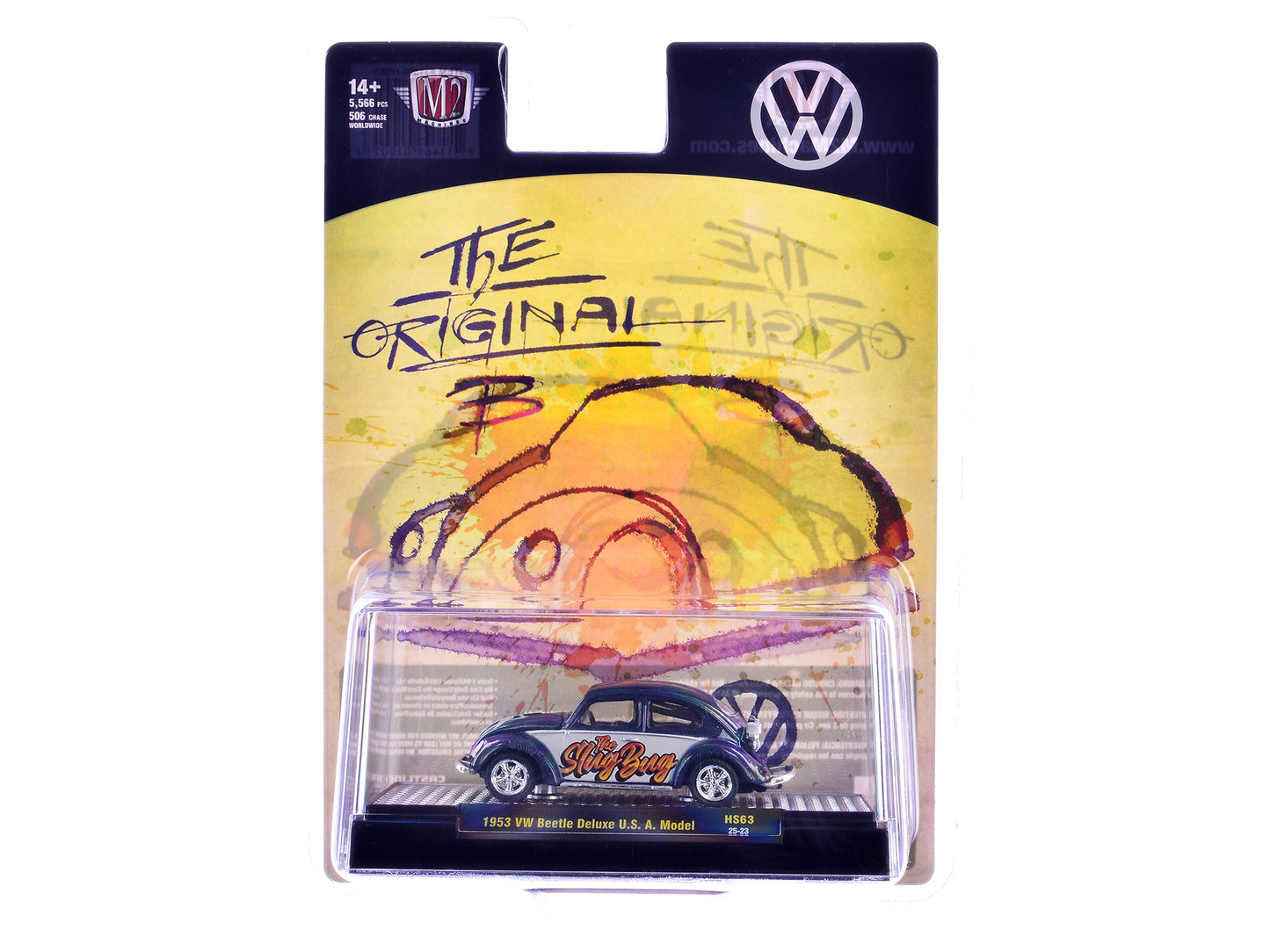 1953 Volkswagen Beetle Deluxe USA Model "The Slug Bug" Blue Metallic with White Sides Limited Edition to 5566 pieces Worldwide 1/64 Diecast Model Car by M2 Machines-DiecastModeler.com