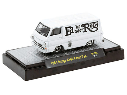 1964 Dodge A100 Panel Van "Ed 'Big Daddy' Roth - Rat Fink" White Limited Edition to 4950 pieces Worldwide 1/64 Diecast Model Car by M2 Machines
