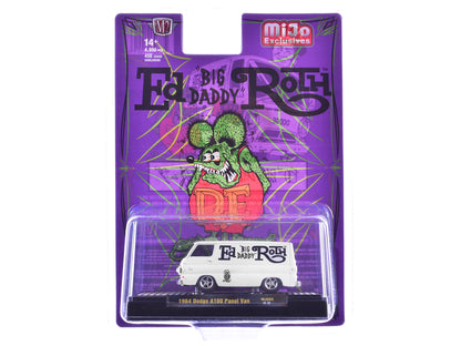 1964 Dodge A100 Panel Van "Ed 'Big Daddy' Roth - Rat Fink" White Limited Edition to 4950 pieces Worldwide 1/64 Diecast Model Car by M2 Machines